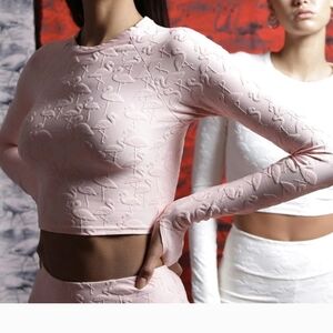 Twenty by Montreal Pink Embossed Flamingo Crop Top